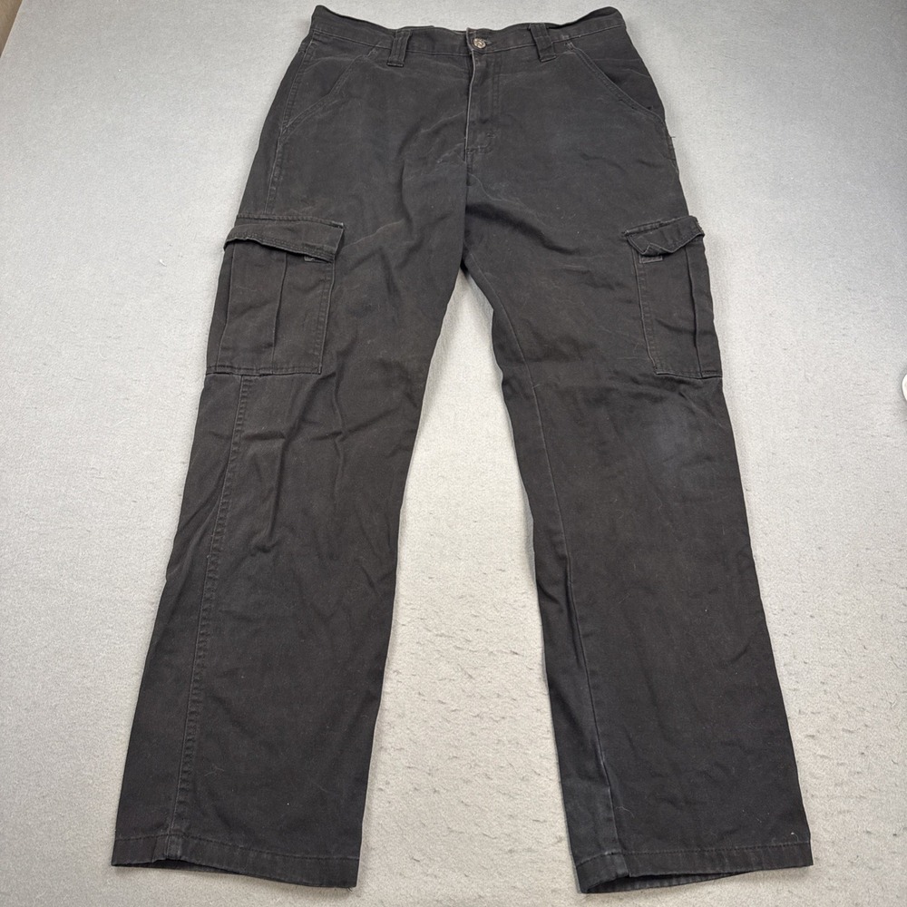 WRANGLER Cargo Pants Mens 30/30 VTG Black Traditional Cut Mid Rise Y2K SKATER